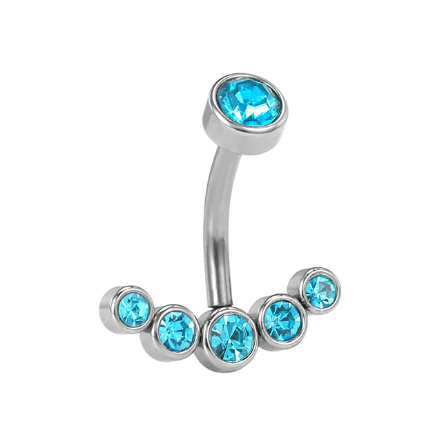 Stainless Steel Simple Shiny Zircon Belly Button Ring