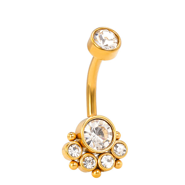 Stainless Steel Large Pendant Hasite Shiny Belly Button Ring