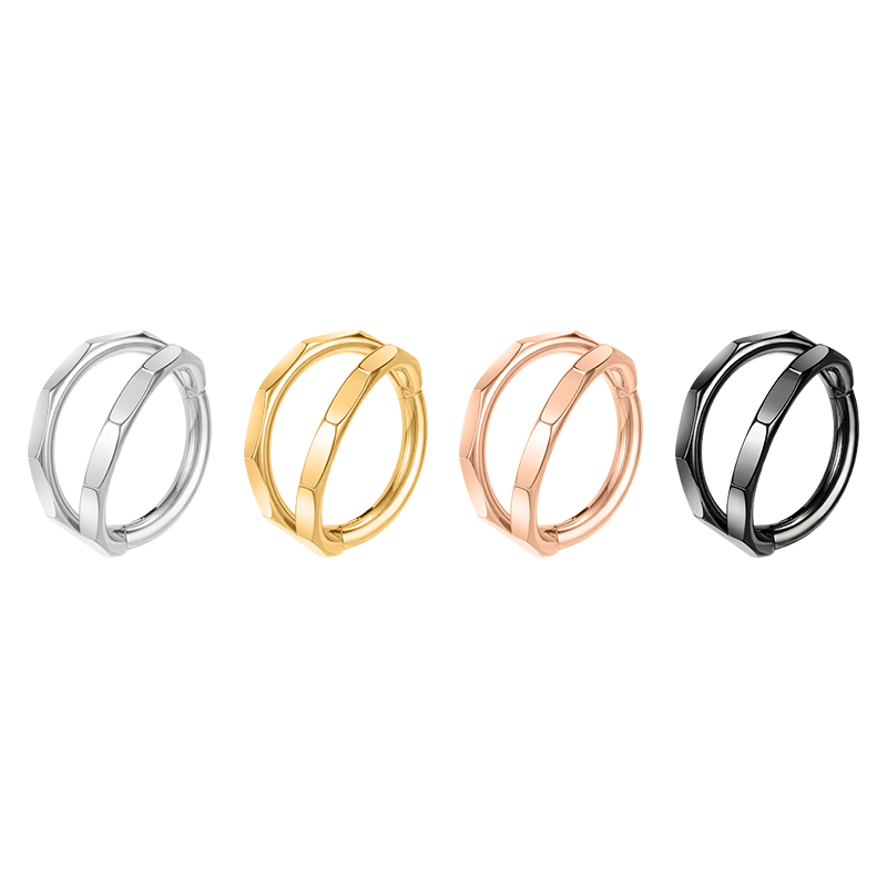 Stainless Steel Nose Rings 8mm Rose Gold Double Row NBH001SR-ST8