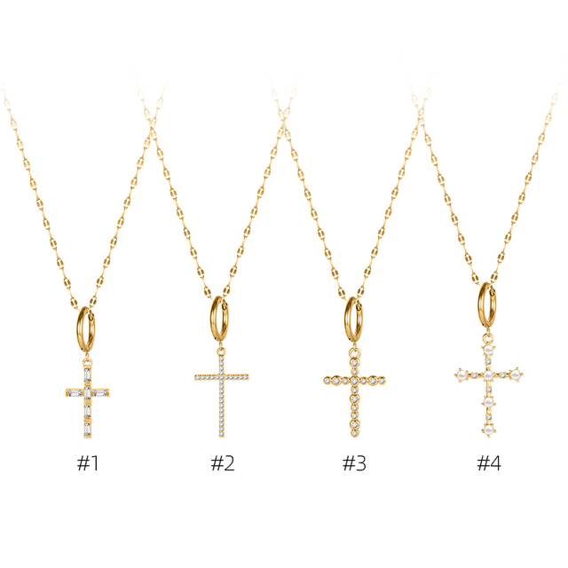 Stainless Steel Necklace Earrings Set 18K Rhinestone NXL155GD-SB-1