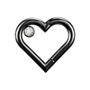 Hypoallergenic Heart Zircon Seamless Clicker Piercing Ring NBH012BKWH-ST8