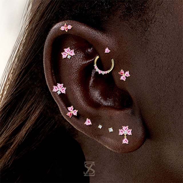 Pink Bubble Rectangle Custom Pierced Earlobe Stud Earrings