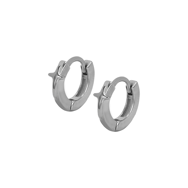 ER002 316 Stainless Steel Zircon Stone Set Earring Hoops