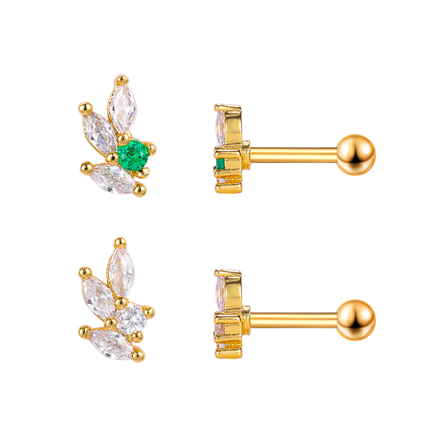Lobe Piercing Earrings Green Zircon Piercing Jewelry Factory Design