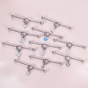 Star Heart Pendant Industrial Ear Cartilage Barbell Earring EGST-00277SR