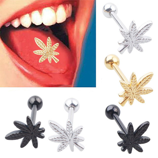 Leaf Shape Soft Tongue Rings Surface Tongue Piercing Factory