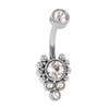Stainless Steel Lotus Pendant Hao Stone Shiny Belly Button Ring