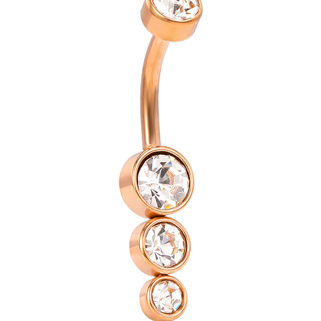 Stainless Steel Three Stones Pendant Navel Ring