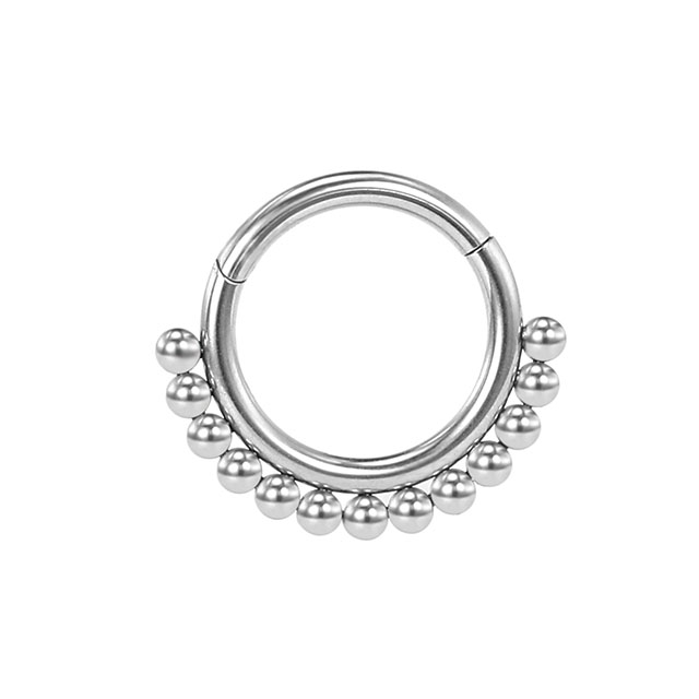Stainless steel delicate ball inlaid natural nose ring