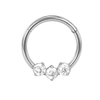 Stainless Steel Shiny Hasite Diamond Arrangement Open Nose Ring