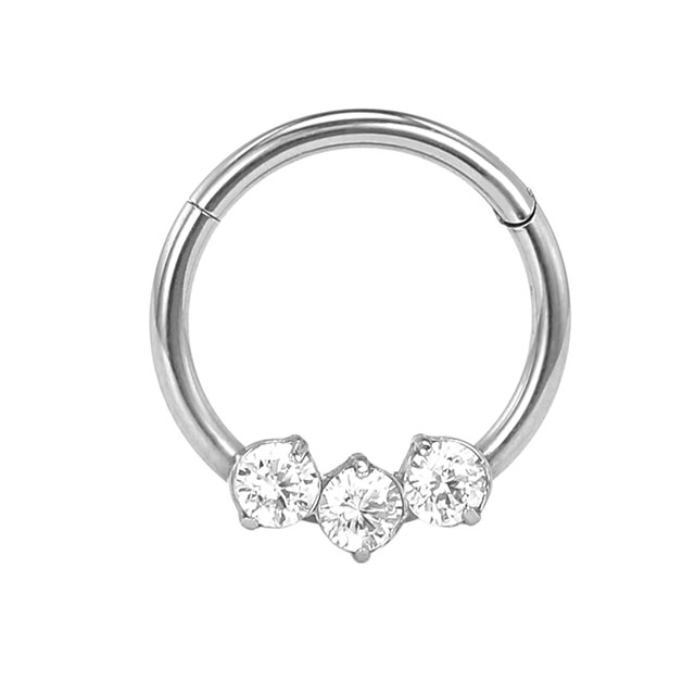 Stainless Steel Shiny Hasite Diamond Arrangement Open Nose Ring