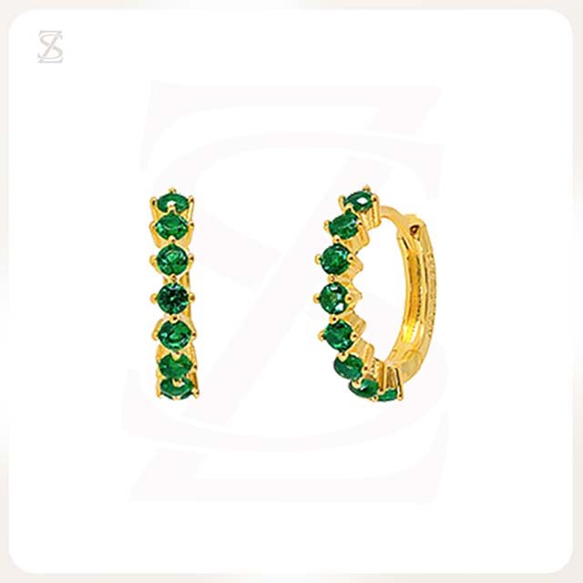 Green Hoop Earrings Zircon Huggie Earring Jewelry Factory