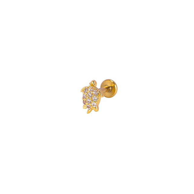Stainless Steel Small Turtle Zircon Creative Design Ladies Lip Ring