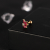 Stainless Steel Trague Stud Earrings Red Zircon NEG004GDRO-SB6-2