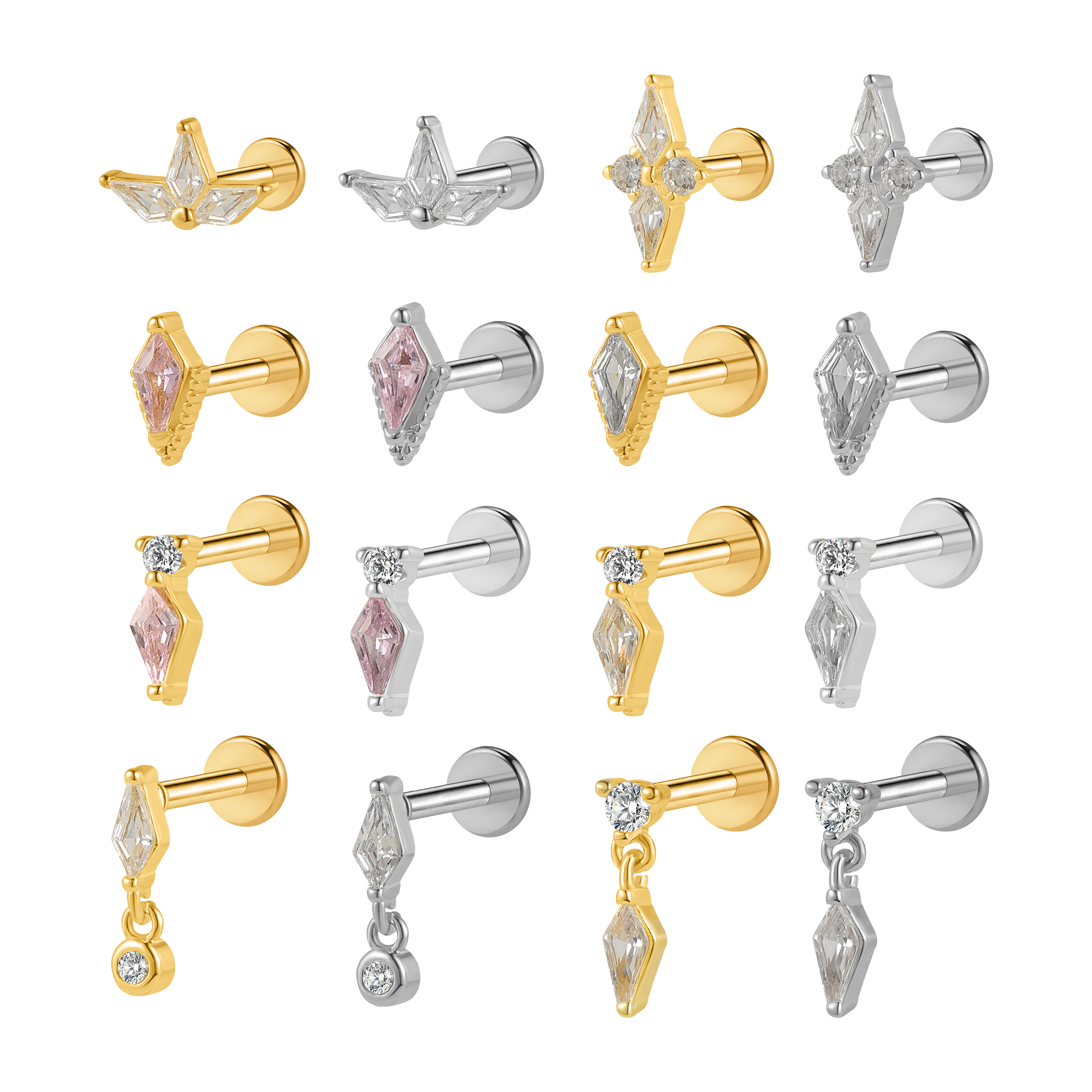 Exquisite Kite Series 5A Zircon Stainless Steel Helix Tragus Piercing Jewelry NCC-CDSB-250073SR