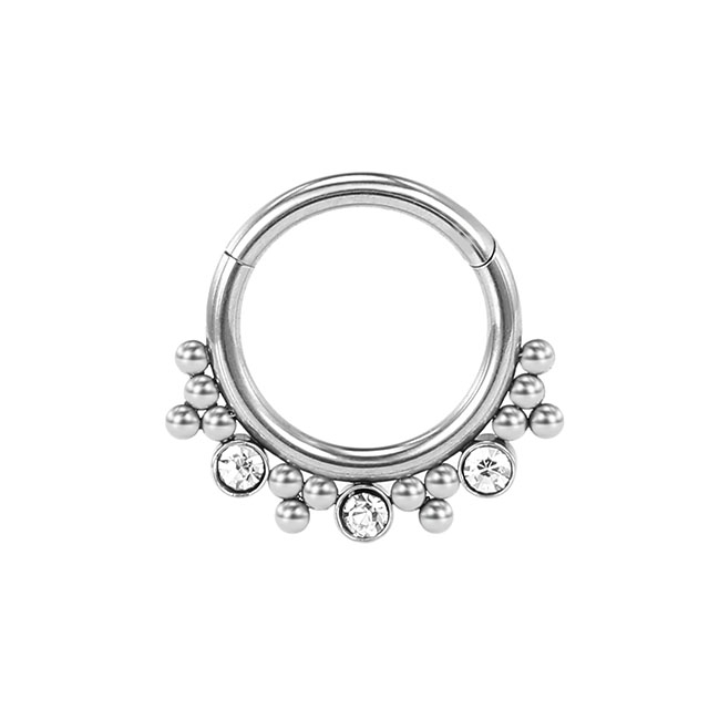 Stainless steel European and American style inlaid natural stone nose ring