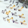 Lavender Series Stainless Steel Ear Labret Flat Back Stud Earring Jewelry NCB-CDSB-250041GD