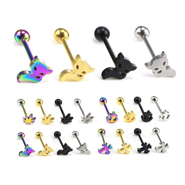 Unique Cool Cat Shape Surgical Steel Tongue Rings Factory