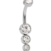 Stainless Steel Three Stones Pendant Navel Ring