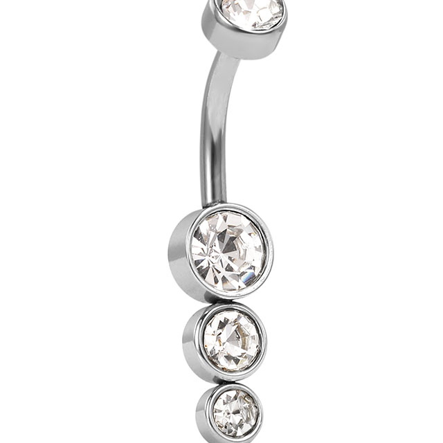 Stainless Steel Three Stones Pendant Navel Ring