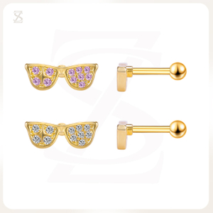 Pink Bubble Series Cool Glass Shape Cartilage Stud Earrings for Women Wholesale