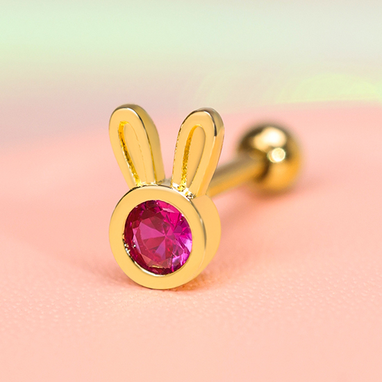 Pink Bubble Bunny Custom Pierced Stud Earrings
