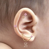 Pink Bubble Series Four Heart Zircon Cartilage Earrings Jewelry Wholesale