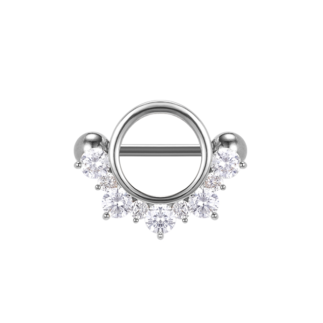 Round Shape Clear Shine Zircon Diamond Nipple Piercing Rings Factory