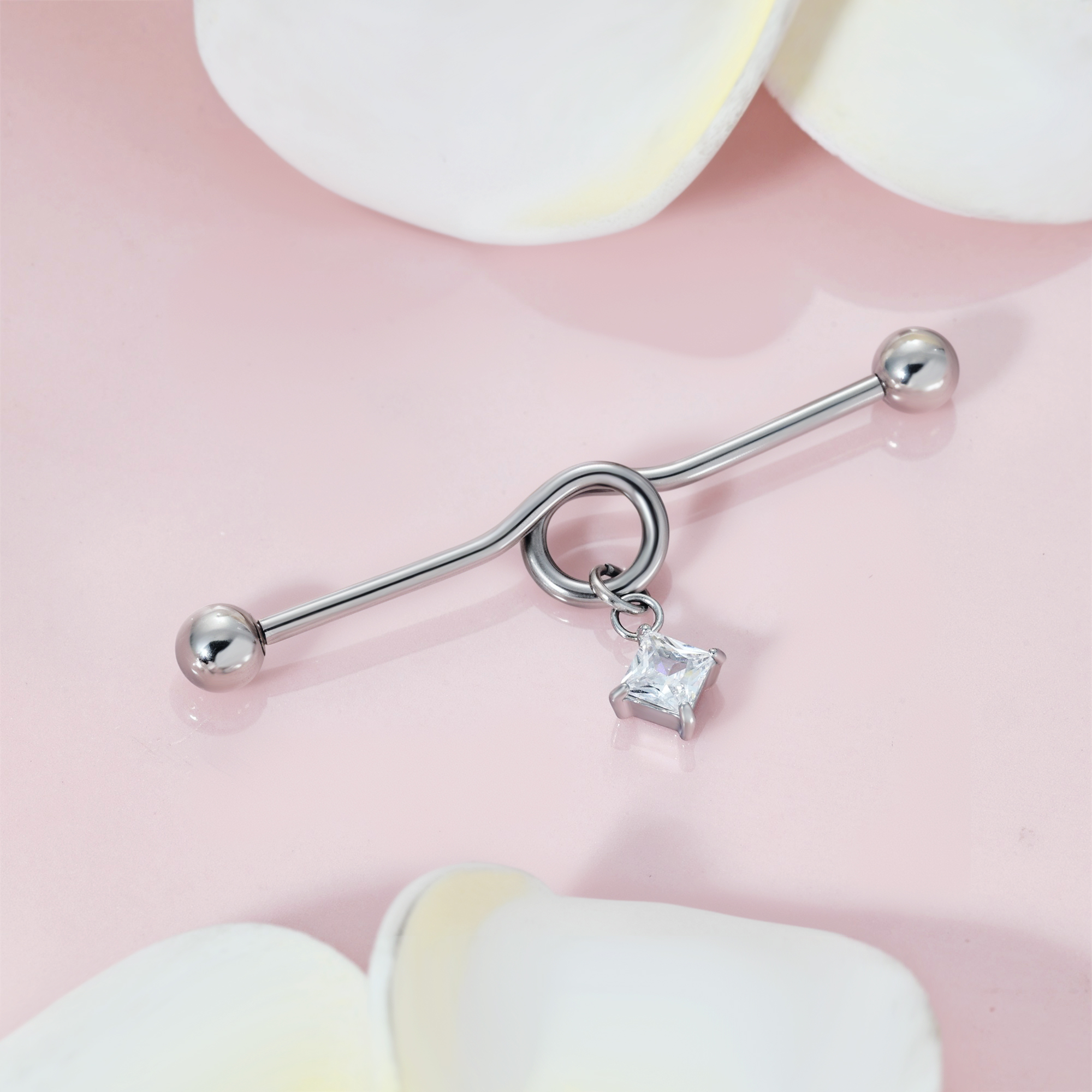 Star Heart Pendant Industrial Ear Cartilage Barbell Earring EGST-00277SR