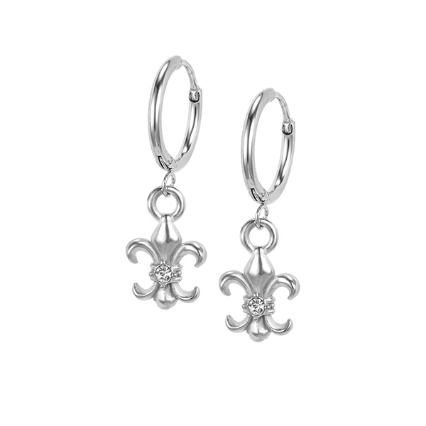 ER007 316 Stainless Steel Little Zircon CC Pendant Drop Earrings