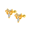 ED002 316 Stainless Steel 3pcs Zircon Stones Earring Piercing Stud