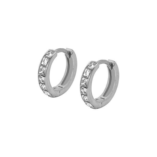 ER010 Brass Big Zircon Stone Set Earring Hoops Huggies