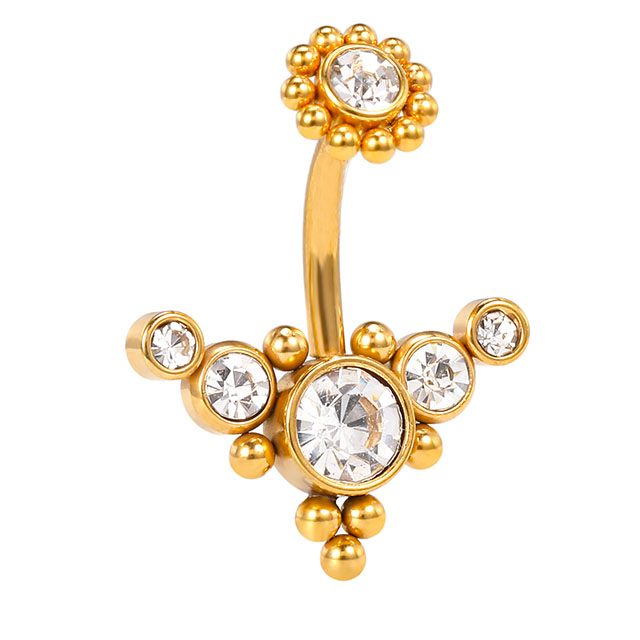 Stainless Steel Pendant Multiple Shiny Zircon Belly Button Ring