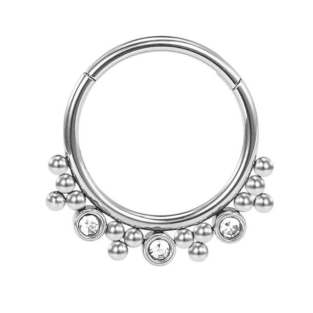 Stainless steel European and American style inlaid natural stone nose ring