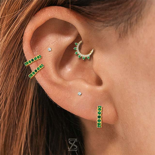 Green Hoop Earrings Zircon Huggie Earring Jewelry Factory