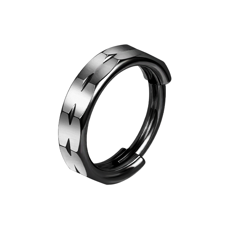 Stainless Steel Hoop Nose Ring Diamond Segment Clicker NBH019BK-ST8
