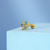Surgical Steel Ear Stud Blue Flower Crown Diamond NEG138