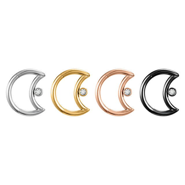 Stainless Steel Moom Shape Hoop Nose Ring For Women NBH008BKWH-ST8