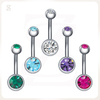 Double Zircon Clear Belly Button Piercing Rings Titanium Belly Rings Company
