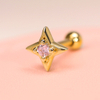 Pink Bubble Square Star Sparkle Custom Pierced Ear Lobe Stud Earrings
