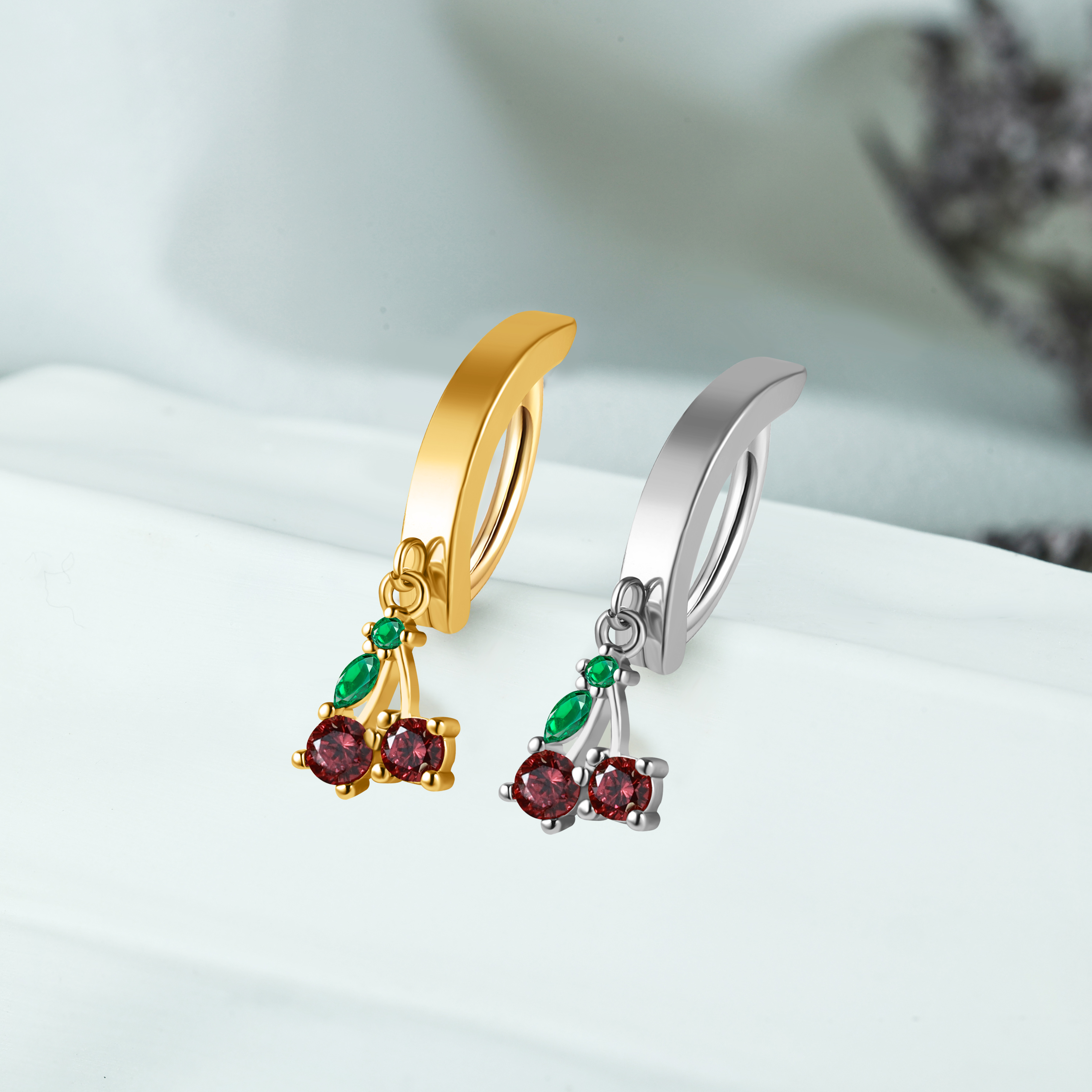 Cherry Cross Flower Star Charm Navel Button Rings QHSB-00153GD